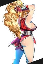 2d ass athletic athletic_female blonde_hair bubble_butt busty capcom curly_hair female female_focus female_only final_fight hourglass_figure kunoichi long_hair maki_genryusai ninja redgray21st sideboob street_fighter street_fighter_alpha tagme toned toned_female wide_hips