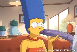 ai_generated blowjob huge_cock marge_simpson purple_penis the_simpsons