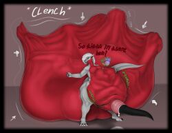 anthro ass balls belly big_balls big_belly big_butt big_penis bodily_fluids claws cum digestion dragon erection female femboy feral gabriel_(gabriel1393) genital_fluids genitals group hair hi_res horn huge_butt huge_cock hyper hyper_genitalia hyper_penis male male/male multiple_prey mythological_creature mythological_scalie mythology nude partially_inside penetration penis scalie simple_background tail text the_ember theember trio vore