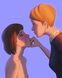 2girls blonde_hair blush breasts brown_hair eye_contact female female_only femdom finger_in_another's_mouth finger_in_mouth finger_sucking fingers_in_mouth freckles freckles_on_face hand_in_mouth life_is_strange looking_at_another max_caulfield morphoblue nail_polish naked naked_female nude nude_female nude_female_clothed_female small_breasts sucking sucking_fingers victoria_chase yuri