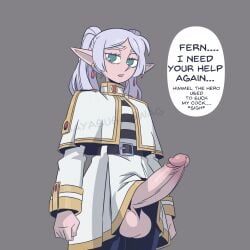 1futa 2025 balls ballsack breasts clothed clothing cock dialogue dick dickgirl elf elf_ears erect_penis erection frieren futa_only futanari grey_background hard_cock hard_penis huge_cock humanoid humanoid_penis intersex light-skinned_futa light_skin light_skinned light_skinned_futa mostly_clothed penis pointy_ears sayasushiswag smooth_balls smooth_penis solo sousou_no_frieren standing testicles text text_bubble white_hair