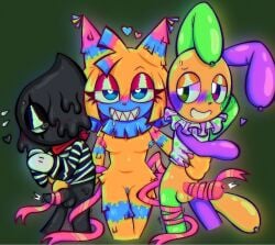 1girls 2boys artist_request blot_(dandy's_world) dandy's_world female looey_(dandy's_world) male penis_grab roblox stroking tail_grab yatta_(dandy's_world)