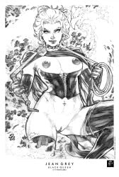 jean_grey partial_nudity red_hair x-men