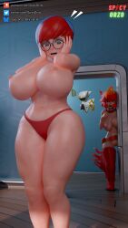 2girls 3d areolae big_breasts big_thighs breast_expansion breast_growth breasts busty female glasses huge_breasts huge_thighs large_breasts large_thighs mela_(pokemon) misterorzo navel nintendo nipples penny_(pokemon) pokemon pokemon_sv pussy thick_thighs thighs