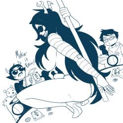 heels homestuck john_egbert kanaya_maryam large_breasts mindwipe planetofjunk pole tagme vriska_serket