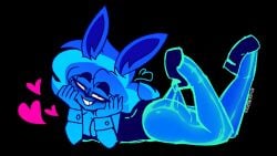 1girls aisberg artist_girl artist_sona big_ass black_background blue_body blue_fur blue_hair breast_peek breasts bunny_ears bunny_girl bunny_tail bunnysuit excited female fur furry furry_female hearts_around_head heels high_heels lace_pantyhose_hooked_on_heel_(meme) looking_at_viewer meme_reference piggy_(game) real_person sexy sexy_pose socks youtube_hispanic