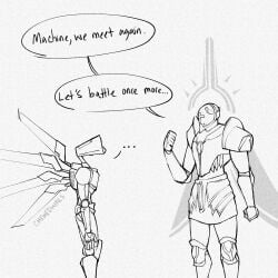2boys angel archangel before_sex chewedwires clothed gabriel_(ultrakill) imminent_sex male part_of_a_set robot self_upload ultrakill v1_(ultrakill)