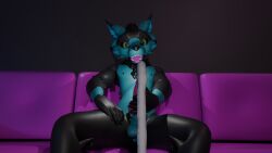 16:9 anthro balls bodily_fluids cum cum_on_penis deuzear excessive_cum excessive_genital_fluids fluffyzone69 genital_fluids genitals gildedfluff happy hi_res killian_(fluffyzone69) looking_at_viewer looking_down male open_mouth penis presenting presenting_penis tongue tongue_out widescreen