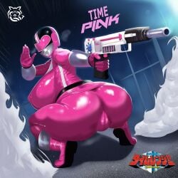 action_pose ass ass_focus belt breasts cadet_yuuri clock erect_nipples female female_only gun helmet heroine holding_weapon jen_scotts large_ass large_breasts mature_female mirai_sentai_timeranger nipple_bulge nipples pink_ranger pinup power_rangers power_rangers_time_force shimazu! skirt skirt_up spandex super_sentai superheroine thick_ass thick_thighs thighs time time_pink