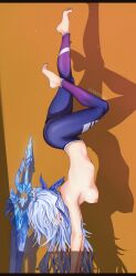 1girls areolae armpit armpit_crease armpit_peek armpits ass bare_armpits bare_arms bare_belly bare_breasts bare_chest bare_hands bare_midriff bare_navel bare_nipples bare_shoulders bare_skin bare_tits bare_torso belly blue_eyebrows blue_hair blue_hair_female breasts cartwheel doomykiwi elbows exposed_armpits exposed_arms exposed_belly exposed_breasts exposed_chest exposed_midriff exposed_navel exposed_nipples exposed_shoulders exposed_skin exposed_tits exposed_torso female female_focus female_only full_body hair_ribbon hairless_armpits half_naked half_nude hanging_breasts high_resolution highres honkai:_star_rail jingliu_(honkai:_star_rail) lean_figure long_hair medium_breasts midriff naked naked_female naked_woman narrow_waist nipples nude nude_female nudity orange_background ribbon semi_nude shaved_armpits shoulders sideboob simple_background slender_body slender_waist slim_waist solo thick_thighs thighs uncensored_breasts uncensored_nipples wavy_hair white_background yoga_pants