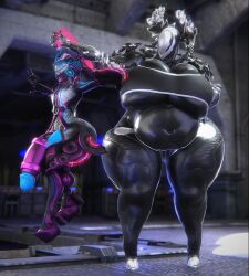 bbw big_breasts big_penis breasts cleavage female huge_breasts huge_cock irona_(qzk_forte) male obese_female octavia_(warframe) overweight penis qzk_forte tagme thick_thighs warframe wide_hips