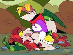 2d betilla_(rayman) forest_background groping_breasts laying_down male male_on_top nymph_(rayman) paizuri paizuri_under_clothes popthesnowman rayman rayman_(series) titfuck titfuck_under_clothes titjob ubisoft
