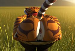 1girls ai_generated anus anus_peek ass ass_focus big_ass big_butt bubble_ass bubble_butt female female_focus female_only furry furry_female furry_only furryainudes kung_fu_panda master_tigress no_panties pants_down presenting_anus presenting_ass tagme tail