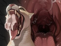 anthro bodily_fluids clothing cougar digital_drawing_(artwork) digital_media_(artwork) digital_painting_(artwork) dragon drooling_tongue ears_up eating facial_hair fangs feet felid feline female feral fingers foot_fetish footwear fur hi_res hindpaw hoffersanchez male mammal mane moustache mouth_shot mythological_creature mythological_scalie mythology open_mouth painting_(artwork) panthera paws pink_mouth pink_nose pink_tongue saliva scalie smelly snout socks solo swallowing sweat teeth throat tongue tongue_out vore white_body white_fur yellow_body yellow_eyes yellow_fangs yellow_fur yellow_teeth