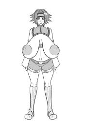 1girls belly big_belly big_breasts blush bookman_v breasts code_geass female huge_breasts kallen_stadtfeld nipples outie_navel pregnant sagging_breasts solo super_breasts