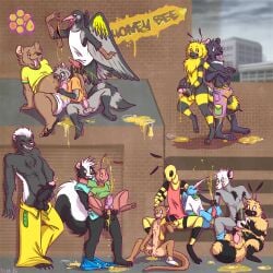 1:1 4_arms absurd_res american_opossum anal anal_sex andromorph ant antennae_(anatomy) anthro apodiform arthropod avian back_wings badger bear bee bird bodily_fluids body_hair bottomless bottomwear bottomwear_down chest_hair closed_eyes clothed clothing condom cum cum_everywhere cum_in_clothing cum_in_pants cuntboy ejaculation eyewear filled_condom flavored_cum food foreskin genital_fluids genitals glasses graffiti group group_sex hands-free hi_res honey_(food) honey_badger honey_cum honey_dipper humanoid_genitalia humanoid_penis hummingbird hymenopteran insects intersex intersex/male jockstrap kinkajou male male/male mammal marsupial masturbation mephitid messy multi_arm multi_limb mustelid musteline nude orgy pants pants_down partially_clothed penetration penis procyonid raccoon sanssouci sex sexual_barrier_device skunk tapering_penis tongue tongue_out uncircumcised underwear unusual_bodily_fluids unusual_cum unusual_genital_fluids wasp wings