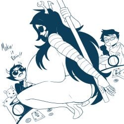 breasts_bigger_than_head heels homestuck john_egbert kanaya_maryam large_breasts mindwipe planetofjunk pole tagme vriska_serket