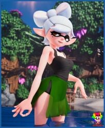 3d marie_(splatoon) monster_girl nintendo slymyguy splatoon swimsuit tagme water white_hair