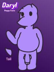 avian belly bird chubby cringebird daryl_(cringebird) humanoid_penis nonbinary peeps purple_body reference_image shapeshifting tagme