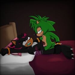 anthro bedroom bedroom_sex black_body black_fur bodily_fluids chest_fur dacryphilia duo eulipotyphlan fangs fur genital_fluids genitals green_body green_fur green_mouth hedgehog hi_res kodaine male male/male mammal manic_the_hedgehog markings penetration penis piercing precum precum_on_penis red_eyes red_markings sega shadow_the_hedgehog sonic_the_hedgehog_(series) sonic_underground tears tears_of_pleasure teeth trans_(lore) trans_man_(lore) vaginal_penetration yellow_eyes