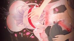 1boy 2girls ass ass_focus big_ass blowjob butt_focus danganronpa danganronpa:_trigger_happy_havoc dick dog_ears fellatio female junko_enoshima light_skin male masturbation mukuro_ikusaba naegi_makoto petplay pregnancy_test rough_oral tattoo threesome
