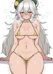 1girls absurd_res absurdres almost_naked almost_nude areola_slip areolae_slip arm_support bare_arms bare_belly bare_chest bare_hands bare_hips bare_legs bare_midriff bare_navel bare_shoulders bare_skin bare_thighs belly belly_button beret bikini bikini_bottom bikini_only bikini_top blush blush_face blush_lines blushing_at_viewer blushing_female breasts brown-skinned_female brown_skin brown_skinned_female character_request collarbone curvaceous curvaceous_body curvaceous_female curvaceous_figure curvaceous_hips curvaceous_thighs curvy curvy_body curvy_female curvy_figure curvy_hips curvy_thighs embarrassed embarrassed_expression embarrassed_female exposed_arms exposed_belly exposed_chest exposed_hips exposed_legs exposed_midriff exposed_navel exposed_shoulders exposed_skin exposed_thighs female female_focus female_only fingers futon_infinity groin hair_between_eyes hat high_resolution highres hourglass_figure large_breasts lean_figure legs_closed legs_together long_hair looking_at_viewer micro_bikini midriff mostly_nude naked naked_female naked_woman narrow_waist navel nearly_nude nude nude_female nudity pointy_ears practically_nude puzzle_&_dragons shoulders simple_background sitting slender_body slender_waist slim_waist solo string_bikini sweat sweatdrop sweating sweaty sweaty_body sweaty_breasts sweaty_legs sweaty_thighs swimsuit swimwear thick_thighs thighs upper_body white_background white_eyebrows white_hair white_hair_female wide_hips