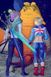 2girls 2women alma_(monster_hunter_wilds) athletic_female bare_back black_leggings black_yoga_pants blonde_hair_female bubble_ass cammy_white cammy_white_(cosplay) cammy_white_(street_fighter_6) chatacabra_(armor) curvy_ass dat_ass female fit_female game_screenshot glasses hunter_(monster_hunter) inminent_r34 leggings living_clothes monster_hunter monster_hunter_(series) monster_hunter_wilds no_panties_under_leggings oc original_character outdoors perky_ass ponytail purple_hair screencap skin_tight street_fighter street_fighter_6 toned_female velvet_leggings zoh_shia_(armor)