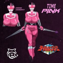 ass ass_focus belt breasts cadet_yuuri clock female female_only gun helmet heroine holding_weapon jen_scotts large_ass large_breasts mature_female mirai_sentai_timeranger pink_ranger power_rangers power_rangers_time_force shimazu! skirt skirt_up spandex super_sentai superheroine thick_thighs thighs time time_pink