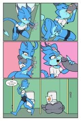 2:3 absurd_res anonymous_character anthro bathroom big_penis blue_body bodily_fluids casual_sex cum cum_on_face cumshot ejaculation exhibitionism fan_character female fourssss genital_fluids genitals glory_hole hi_res male male/female masturbation multicolored_body oral oral_penetration pain penetration penis public_restroom pussy restroom_stall sega sex skitter_the_gecko sonic_the_hedgehog_(series) spicy two_tone_body