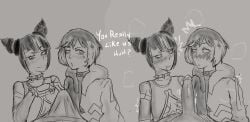 azazelinp big_penis black_penis dark_hair expressions hair_buns horny horny_female huge_cock juri_han reina_mishima revealing_penis short_hair street_fighter surprised tekken tekken_8