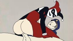 1boy1girl animated batman:_the_animated_series batman_(series) big_ass dc dc_comics female harleen_quinzel harley_quinn harley_quinn_(classic) harley_quinn_(series) jester_hat jester_outfit love love_making make_love make_up male police police_hat police_officer police_uniform policeman smile vaginal_penetration vaginal_sex