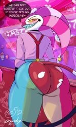 animated clown demon fizzarolli_(helluva_boss) gwizzly helluva_boss imp male male_only shaking_ass solo tail