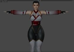 1girls alternate_costume arm_sleeves asserting_dominance black_hair blender blender_(software) breasts dead_or_alive female hazel_eyes leotard leotard_spandex maiden-masher miko_outfit momiji_(ninja_gaiden) ninja_gaiden spandex t_pose thick_thighs thigh_gap thigh_highs thighs wip