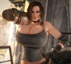 1girls 3d 3d_(artwork) alternate_breast_size big_breasts breasts breasts_bigger_than_head brown_eyes brown_eyes_female brown_hair brown_hair_female bulletstorm cleavage clothed clothed_female electronic_arts enormous_breasts female female_only fingerless_gloves gigantic_breasts gloves hi_res high_resolution highres huge_breasts human human_female human_only large_breasts massive_breasts pants people_can_fly solo solo_female tank_top top_heavy trishka_novak upper_body vaako