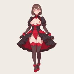 bratty breasts breasts cameltoe chara chara_(undertale) dress mesugaki smirk tagme_(artist) tits_out undertale undertale_au