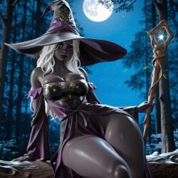 ai_generated big_breasts big_thighs elden_ring elden_ring_nightreign grey_skin highres leshay7 recluse_(nightreign) white_hair wizard_hat