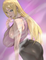 1girls ass_focus bare_chest bare_shoulders big_ass big_breasts black_skirt blonde_hair blue_eyes boruko boruto:_naruto_next_generations breasts busty canon_genderswap cleavage clothing dress exposed_shoulders eyelashes facial_markings female female_only gender_transformation genderswap_(mtf) hair_down hard_nipples huge_ass long_hair nail_polish naruto naruto_(series) no_bra no_bra_under_clothes off_shoulder oppai pencil_skirt pinup presenting_ass rear_view revealing_clothes round_ass rule_63 sexy_no_jutsu sideboob skirt smile solo taiyangyu tight_skirt uzumaki_boruto visible_nipples whisker_markings whiskers
