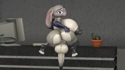 3d anthro big_ass big_nipples black_nipples cactus computer computer_keyboard computer_monitor desk feet futa_only futanari gloves hand_on_butt intersex josh-u4 judy_hopps lagomorph leporid mammal presenting_ass presenting_balls presenting_hindquarters presenting_penis puffy_areola puffy_nipples rabbit shortstack smile smiling socks solo toes zootopia