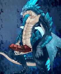 1boy blue dragon kosian male male_only penis penis_veins scalie solo