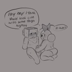 1boy1girl 1girl1boy blush boxten_(dandy's_world) crying cum dandy's_world female fluffernutter handjob jacking_off_another male poppy_(dandy's_world) tears