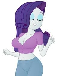 1girls ah96 alternate_version belly belly_button breasts busty cleavage closed_eyes clothes equestria_girls female friendship_is_magic g4 hasbro human legs_together midriff ms_paint my_little_pony rarity_(eg) rarity_(mlp) simple_background solo solo_female suggestive white_background