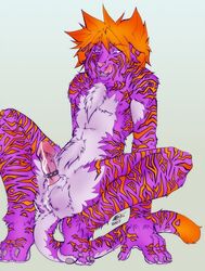 2007 anthro cock_ring cum erection feline fur furry male orange_body orange_fur orange_hair penis pink spoo stripes tiger tiggy