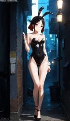 1girls 2d ai_generated areolae armpit bare_arms bare_legs bare_shoulders belly black_hair breasts bunny_ears bunny_girl bunnysuit chest cleavage curvy curvy_figure cute cute_face defeated detailed eyelashes eyeshadow female female_only fishnets fit fit_female focus grey_hair hair high_quality kaguya-sama_wa_kokurasetai_~tensai-tachi_no_renai_zunousen~ legs leotard light-skinned_female light_skin lips lipstick looking_at_viewer makeup mascara medium_breasts nervous outdoors pale-skinned_female pale_skin perky_breasts petite petite_body playboy_bunny posing public red_eyes scared scared_expression seductive seductive_look shinomiya_kaguya shy sidelocks slim_girl slim_waist stable_diffusion tagme teenager thighs thin_waist young