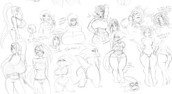 alphys alphys_(undertale) breasts breasts_bigger_than_head chara female female_chara frisk huge_breasts mettaton mettaton_ex mindwipe muffet planetofjunk sketch tagme undertale undyne