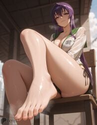 ai_generated ass benj17 feet feet_focus feet_up female foot_fetish high_school highschool_of_the_dead male navel nipples saeko_busujima soles sweat toes uncensored