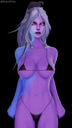 1girls 3d 3d_(artwork) angry desess3intes dota_2 drow_ranger female micro_bikini solo tagme