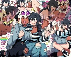 2girls interracial interracial_yuri kissing lucia_(scott_malin) mia_(scott_malin) nipples original original_character pussy scott_malin tagme yuri