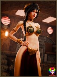 clothed_female cosplay evie_(fortnite) female female_torso fortnite slave_leia_(cosplay) slymyguy solo_female star_wars tagme