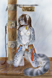 auction bondage breasts collar color feline female for_sale furry kneeling mammal nekoart nipples rain slave solo