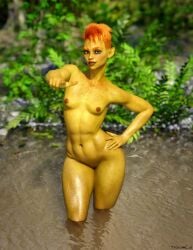1girls 3d breasts female goblin goblin_female green_skin monster_girl nipples nude pussy red_hair short_hair small_breasts solo tritiumcg